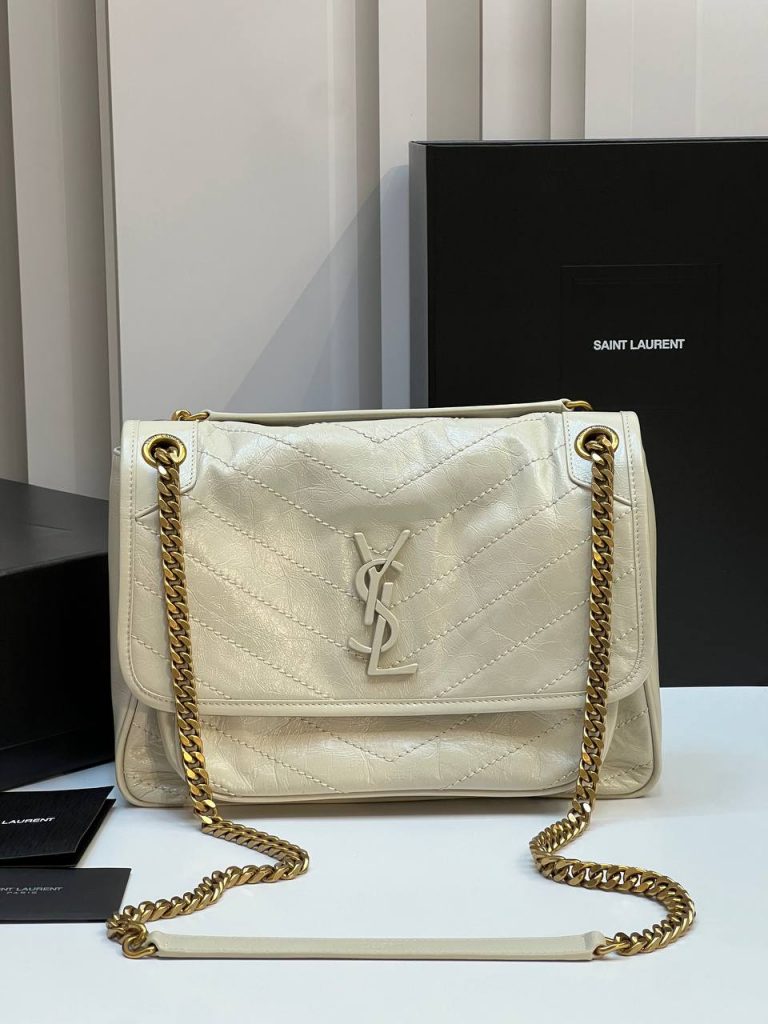 Yves Saint Laurent Сумка SAINT LAURENT YSL Niki MEDIUM В ВИНТАЖНОЙ КОЖЕ BLANC VINTAGE