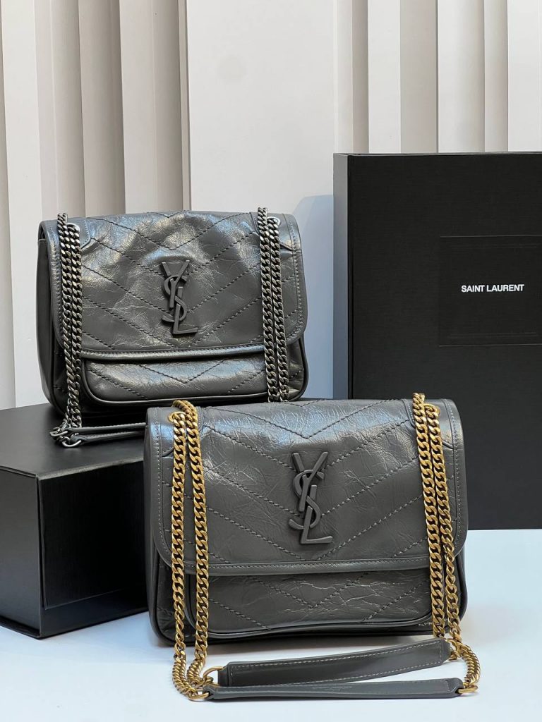 Yves Saint Laurent Сумка SAINT LAURENT YSL NIKI BABY IN VINTAGE LEATHER Storm