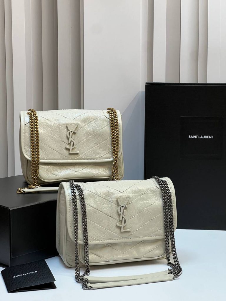 Yves Saint Laurent Сумка SAINT LAURENT YSL NIKI BABY IN VINTAGE LEATHER BLANC VINTAGE