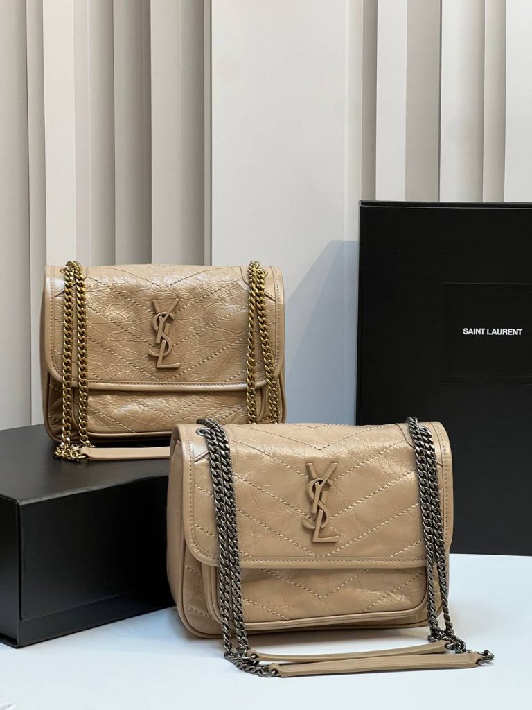 Yves Saint Laurent Сумка SAINT LAURENT YSL NIKI BABY IN VINTAGE LEATHER GREYISH BROWN
