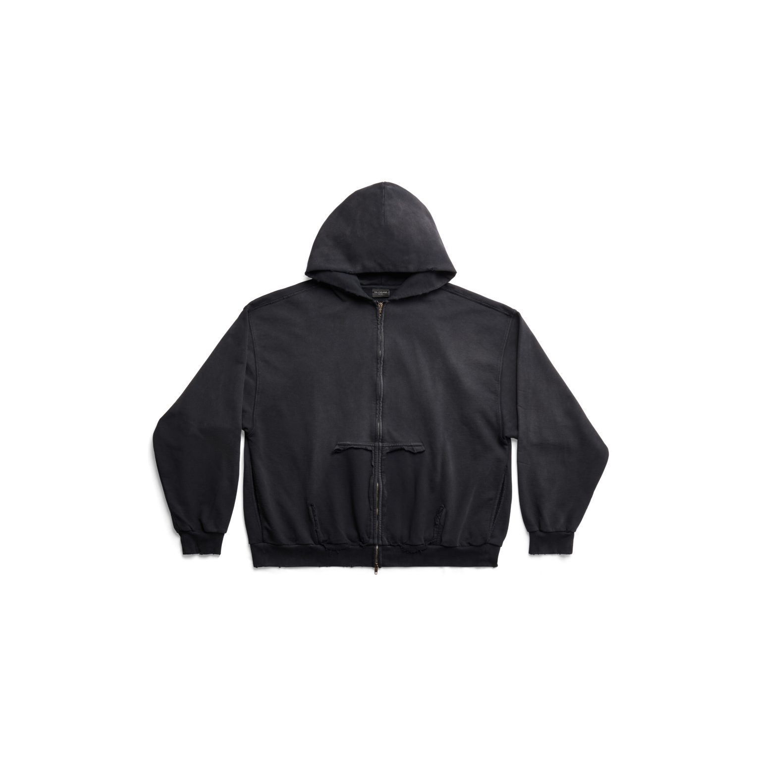 Худи Balenciaga Tape Type Ripped Pocket Zip-Up Hoodie Large Fit