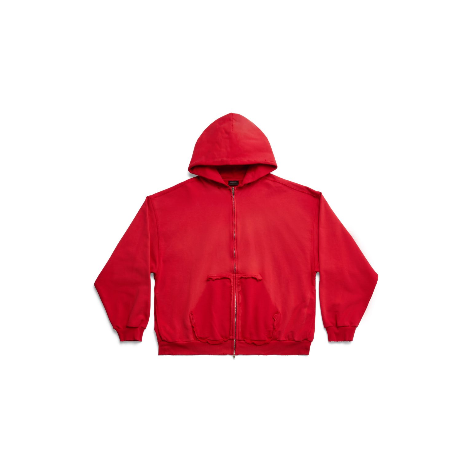 Худи Balenciaga Tape Type Ripped Pocket Zip-Up Hoodie Large Fit Red