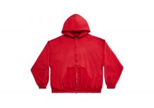 Худи Balenciaga Tape Type Ripped Pocket Zip-Up Hoodie Large Fit Red
