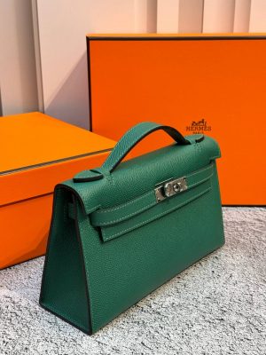 Сумка Hermes Mini Kelly Pochette 22cm Bag In Vert Vertigo Epsom Leather PHW
