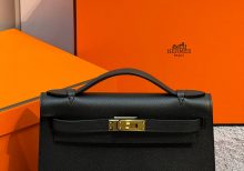 Сумка Hermes Mini Kelly Pochette 22cm Bag In Black Epsom Leather GHW