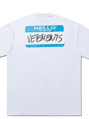 Футболка VETEMENTS My Name is VETEMENTS T-Shirt in White Blue