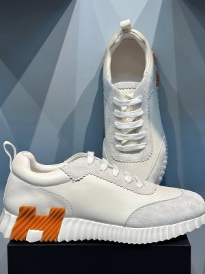 Кроссовки HERMES Bouncing Lifestyle Shoes Leather White Orange