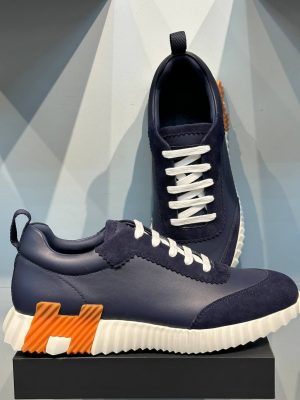 Кроссовки HERMES Bouncing Lifestyle Shoes Leather Navy Blue