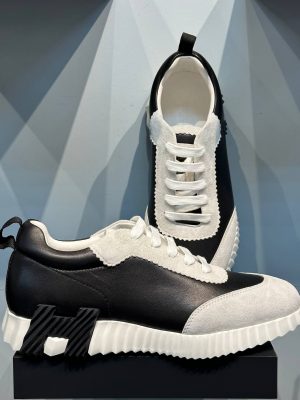 Кроссовки HERMES Bouncing Lifestyle Shoes Leather White Grey