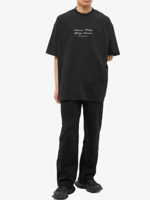 Футболка VETEMENTS 4 Seasons Embroidered Logo T-Shirt in Black