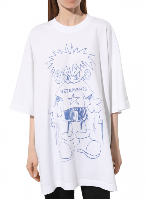 Футболка VETEMENTS Scribbled Teen T-Shirt White