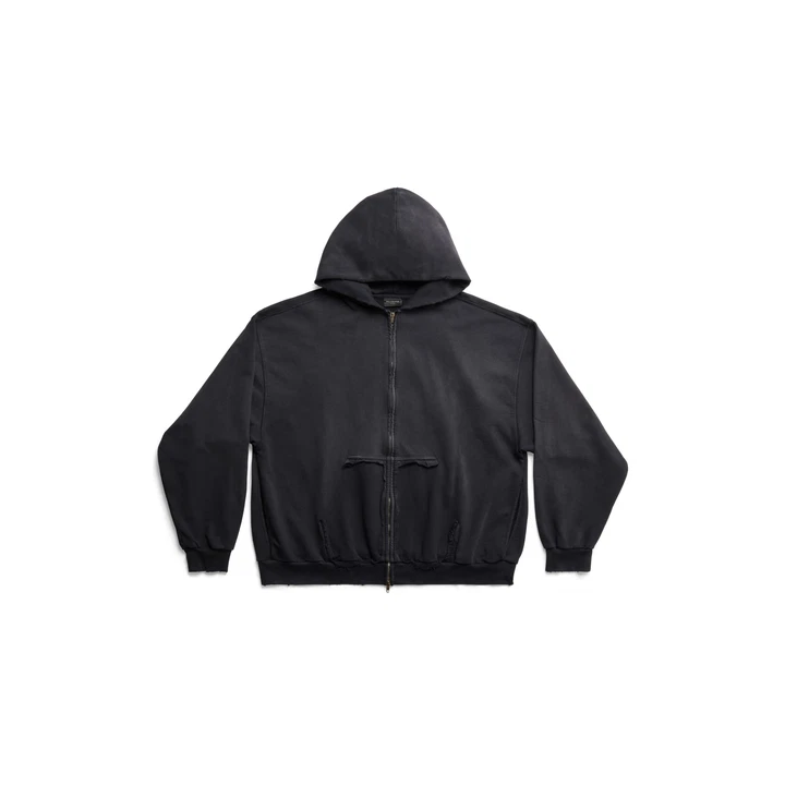 Худи Balenciaga Tape Type Ripped Pocket Zip-Up Hoodie Large Fit