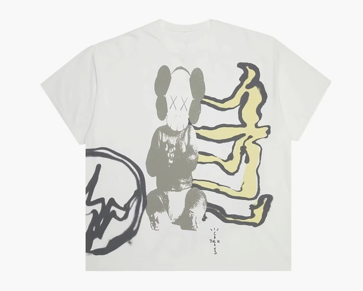 Футболка Travis Scott Cactus Jack X Kaws X Fragment Aged Yellow
