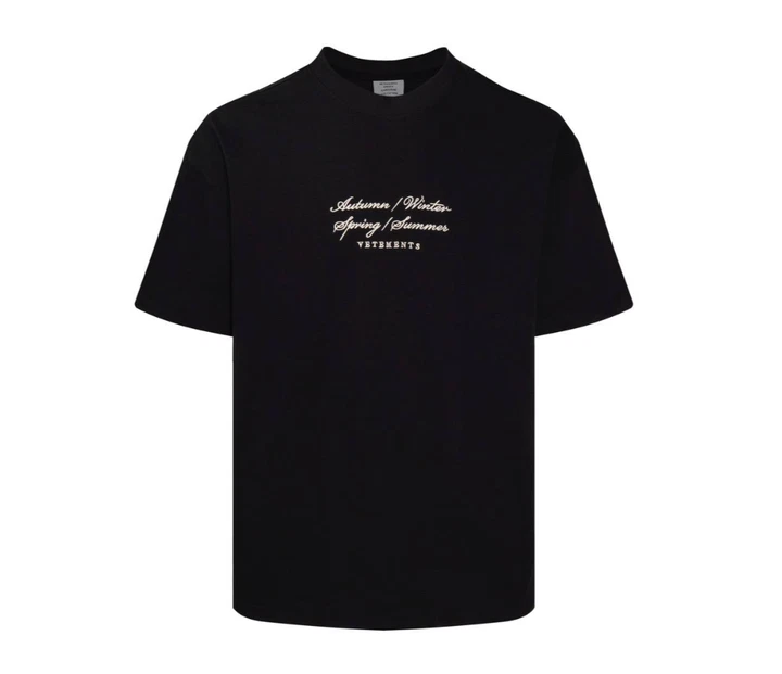 Футболка VETEMENTS 4 Seasons Embroidered Logo T-Shirt in Black