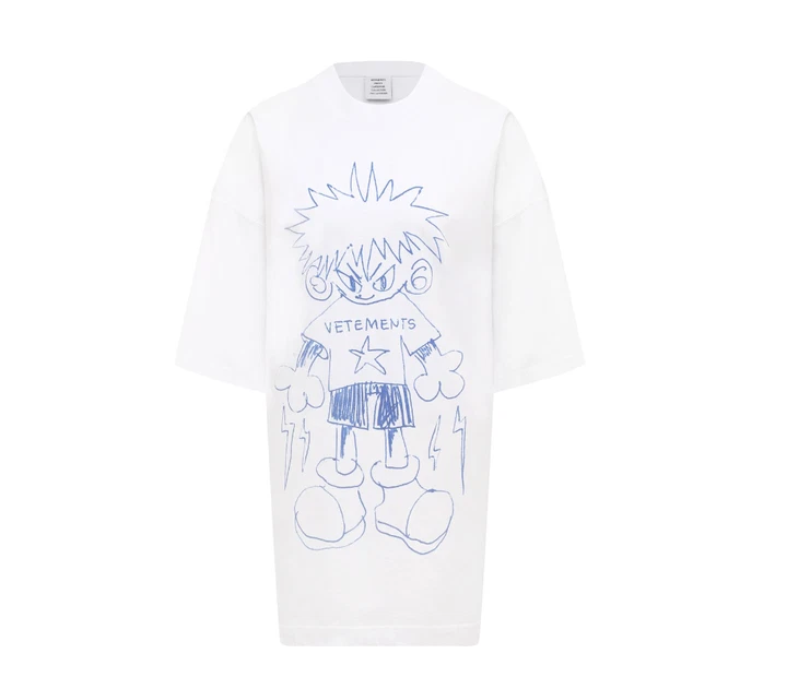 Футболка VETEMENTS Scribbled Teen T-Shirt White