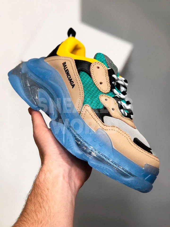 Balenciaga Triple S Clear Sole бежево-желто-зеленые