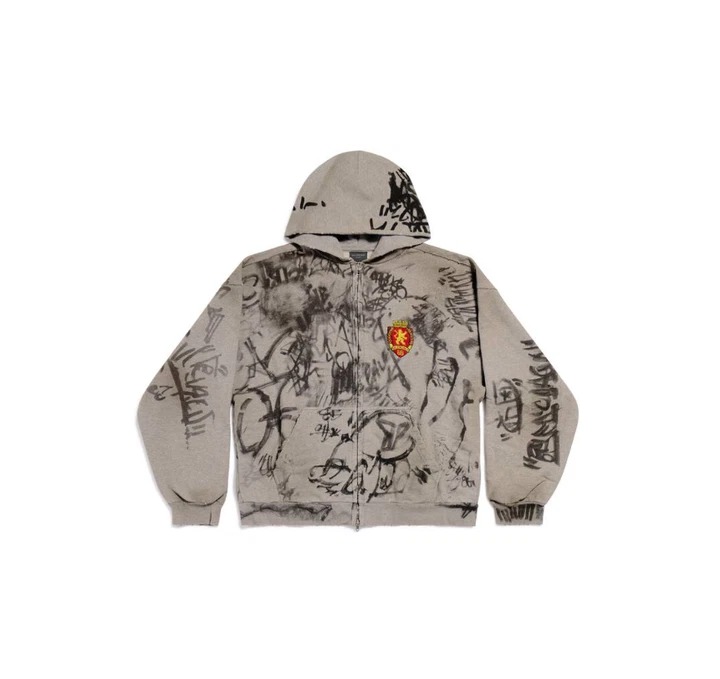 Худи Balenciaga Skater Zip-up Hoodie Medium Fit Grey