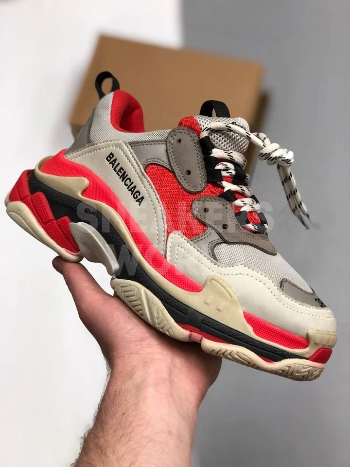 Balenciaga Triple S серо-красные