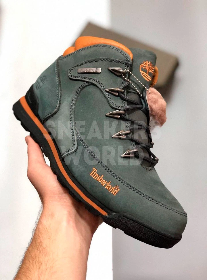 Timberland Euro Rock зеленые с мехом