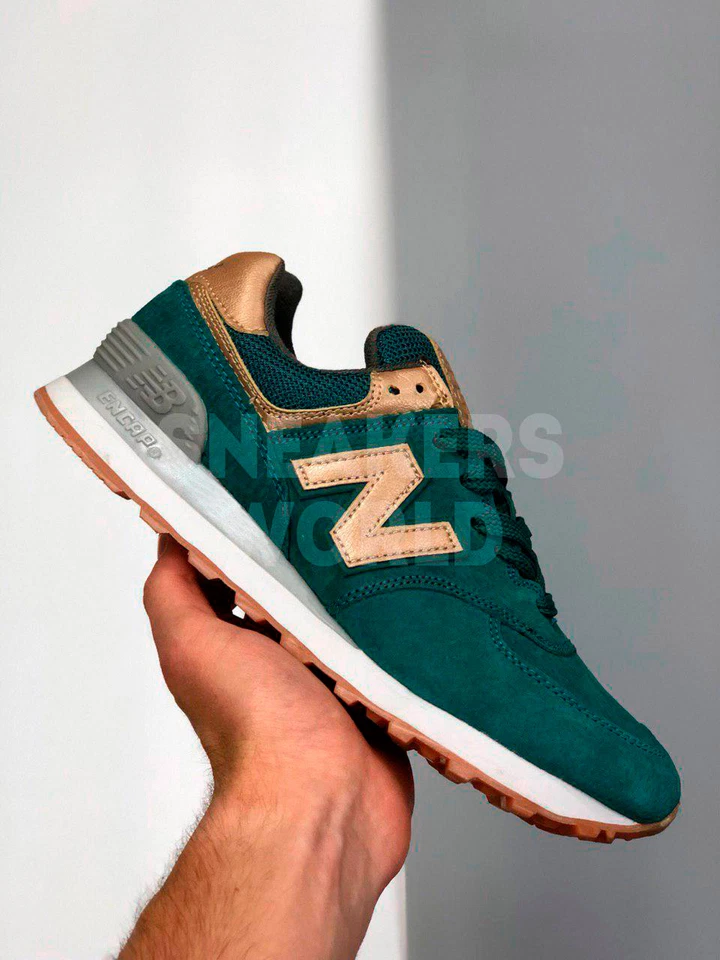 New Balance 574 зелено-золотые
