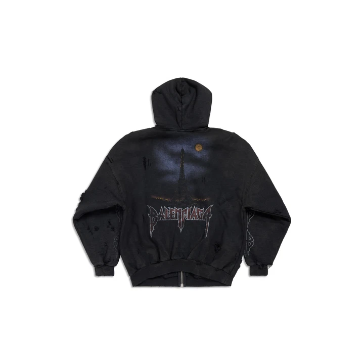 Худи Balenciaga Paris Moon Outerwear Zip-Up Hoodie Oversized Black
