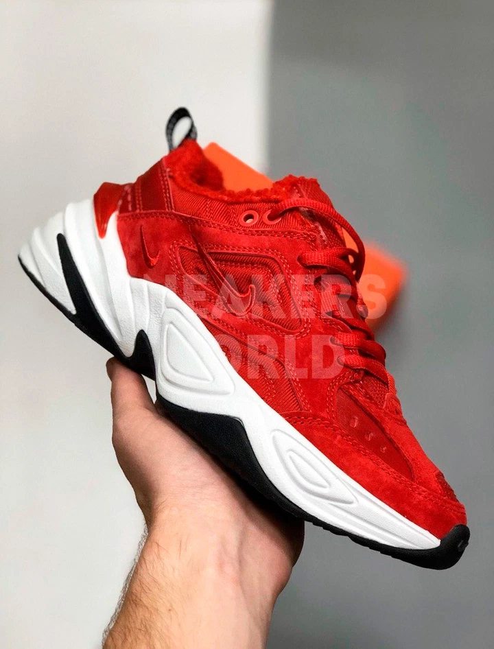 Nike M2K Tekno красные зимние с мехом