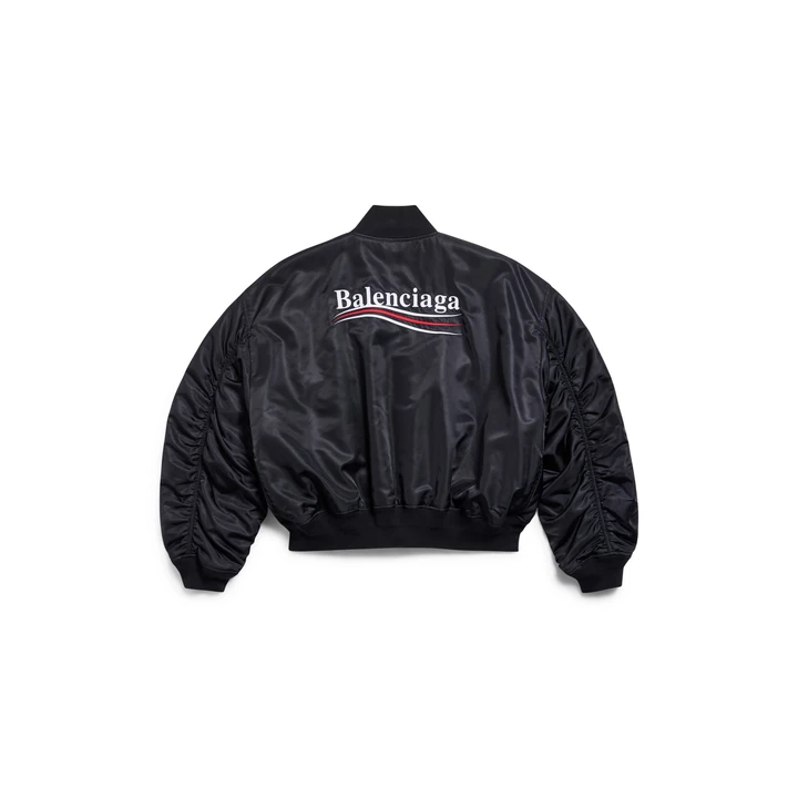 Бомбер Balenciaga Political Campaign Varsity Jacket in black light nylon