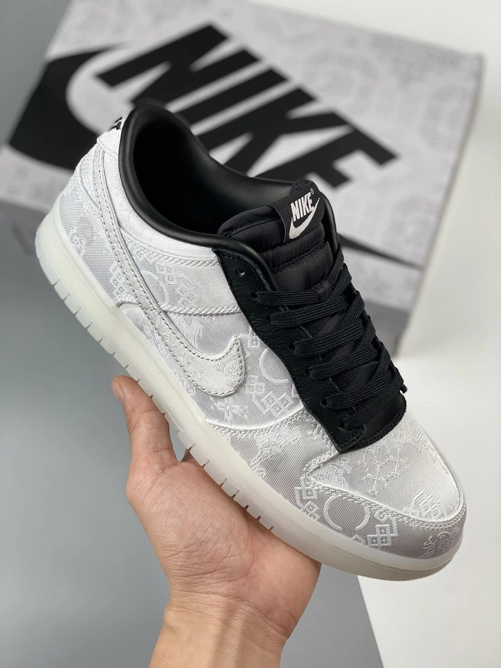Fragment x CLOT x Nike Dunk Low White Black