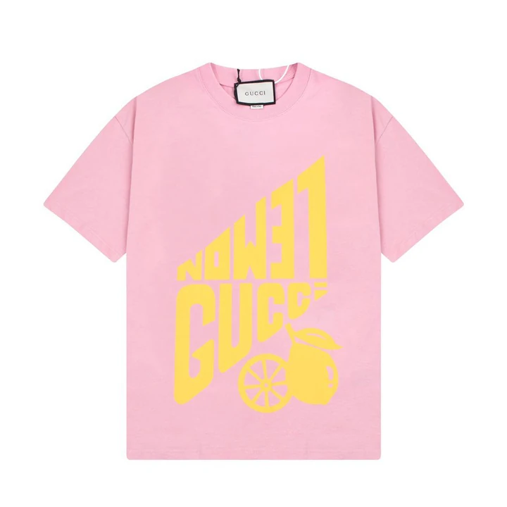 Gucci розовая футболка с принтом Lemon Gucci